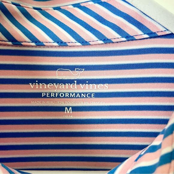 Vineyard Vines Blue and Pink Striped Performance Polo Size Medium - Picture 4 of 4